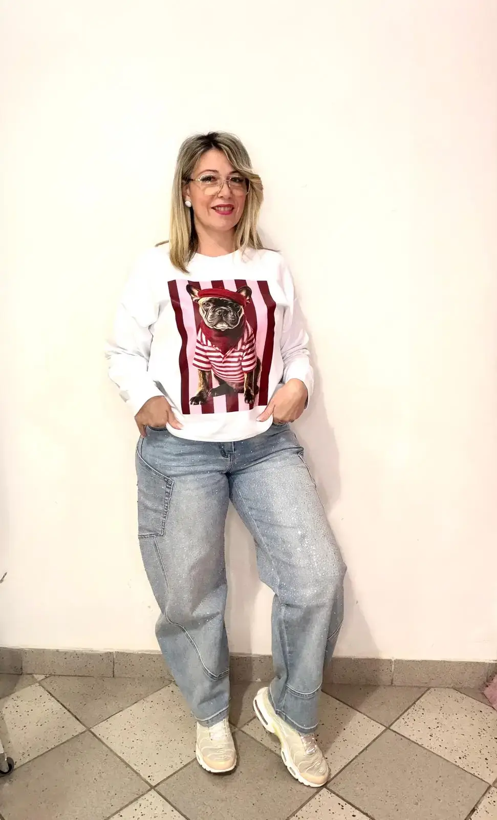 Jeans ballon con strass rosa Jeans ballon con strass rosa - immagine 1